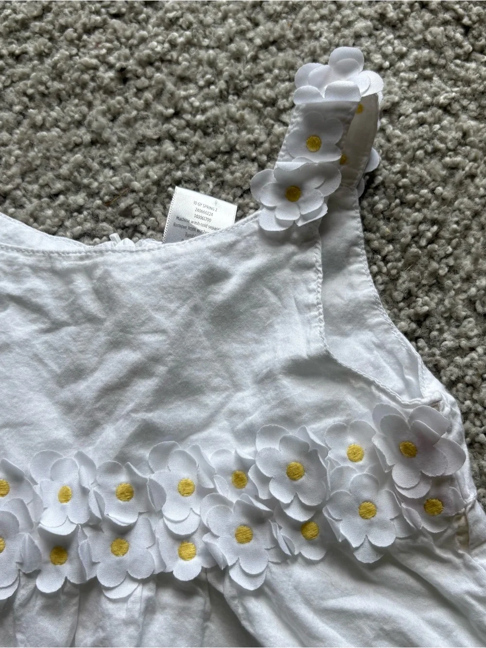 Gymboree White Tank Top Floral Appliques Sz 5 Daisy Girls 3D